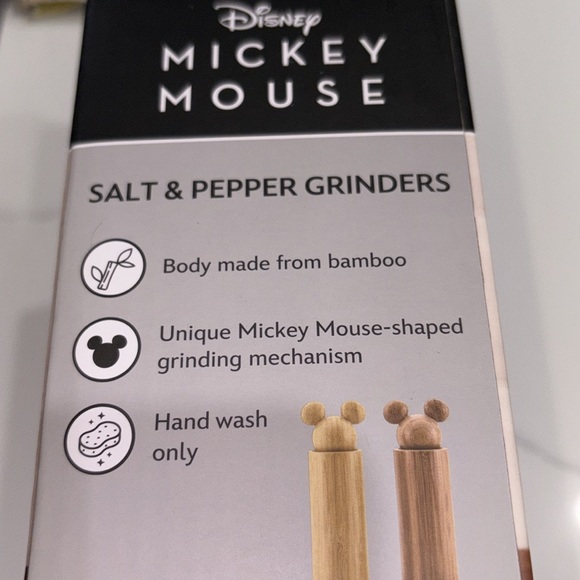 Disney home Mickey Mouse bamboo salt & pepper grinders new - Picture 3 of 4
